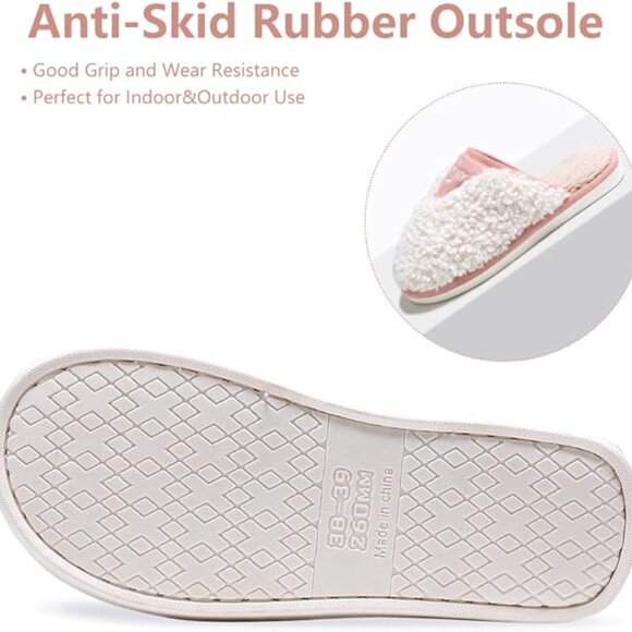 Cozy Fuzzy Slippers for Women Indoor and Outdoor Non Slip Memory Foam House Shoe - Picture 4 of 6